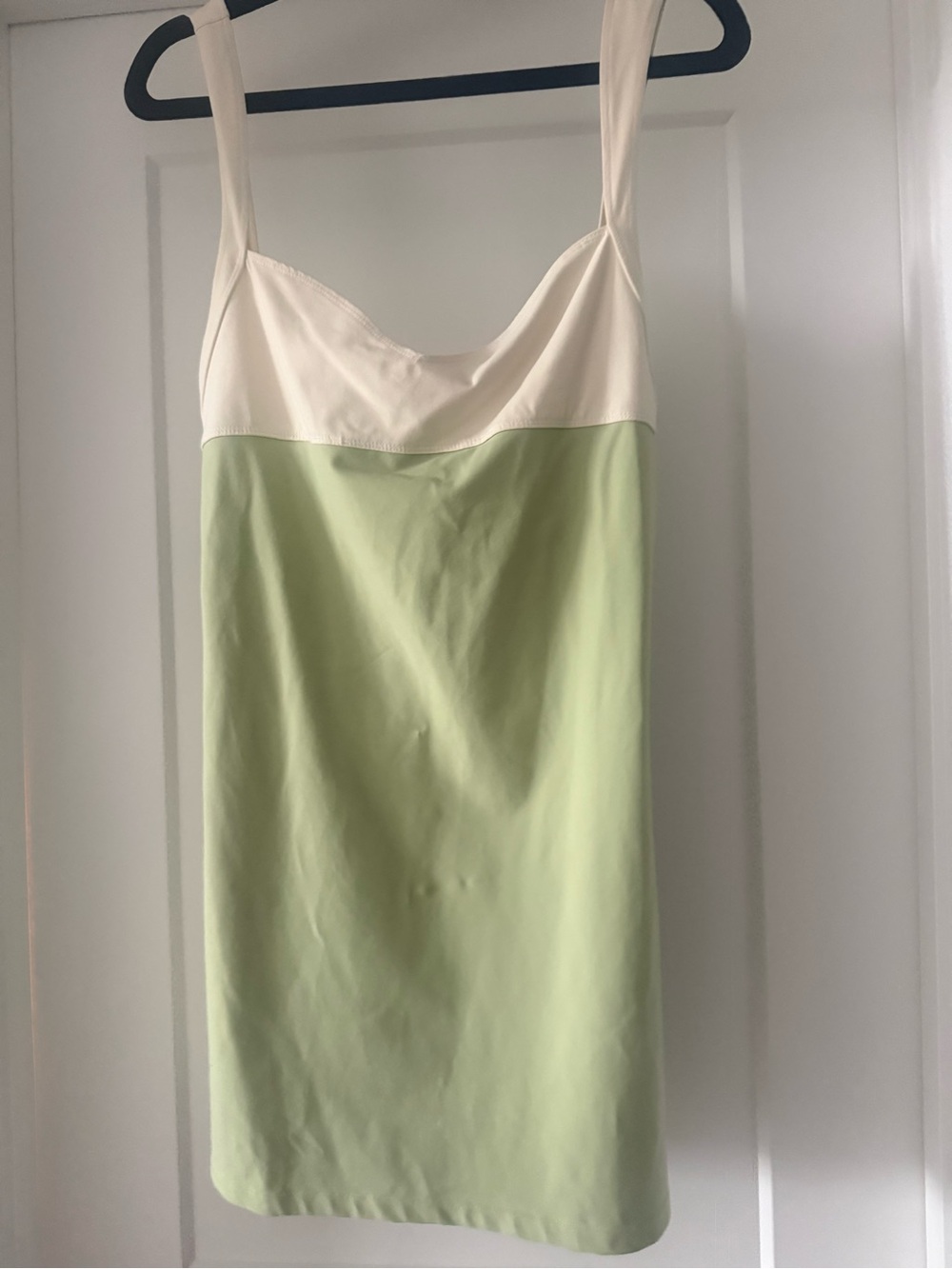 Women’s Free People Two-Tone Slip Dress in Cream and Light Green-Size L